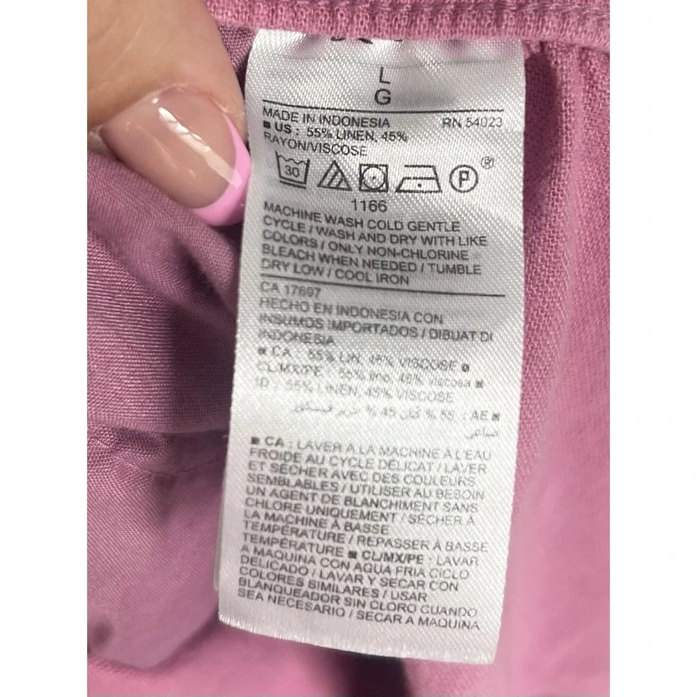Old Navy Linen Blend Shorts Pink Elastic Waist Drawstring‎ Casual Beach Lounge L
